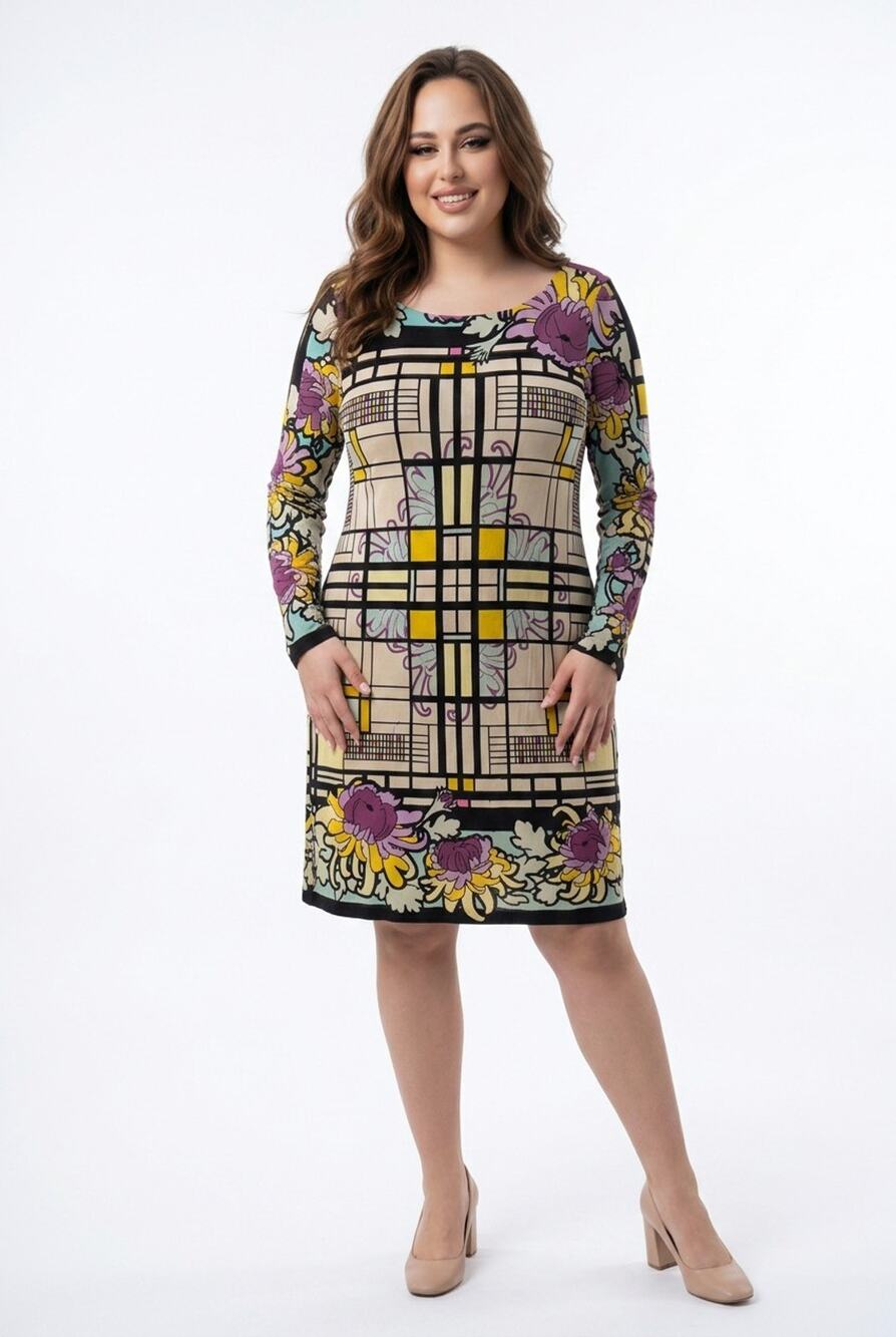 Nicole Miller Graphic Architectural Colorful Midi Sexy Dress Sz M